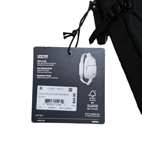 Adidas Unisex Essentials 2 Sling Adjustable Strap Crossbody Bag New Black - Picture 4 of 10